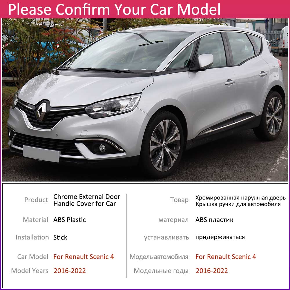Anti-scratch for Renault Scenic 4 IV MK4 2018 2016~2022 Gloss Black Door Handle Cover Car Exterior Accessories Rustproof Sticker