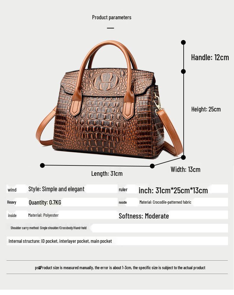 2025 Trendy Retro Crocodile Pattern Women's Crossbody Handbag