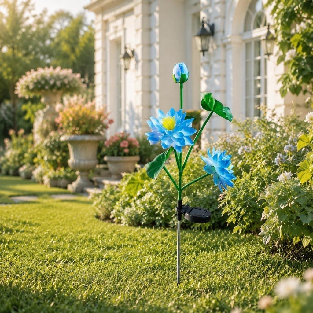 Solar Powered Artificial Flower Garden Light Outdoor Decorative Stake Lamp for Yard Patio Pathway Lawn Landscape Lighting