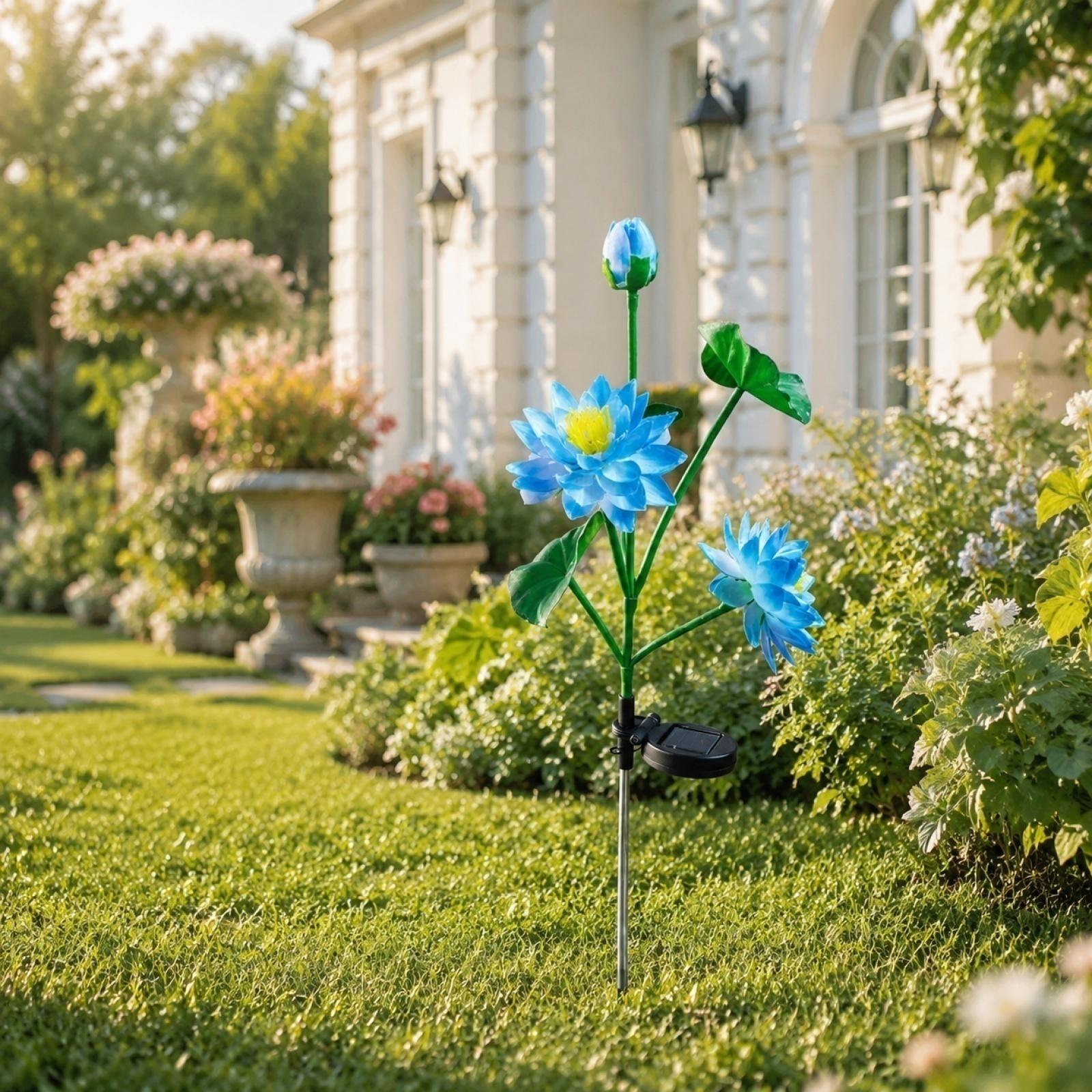 

Solar Powered Artificial Flower Garden Light Outdoor Decorative Stake Lamp for Yard Patio Pathway Lawn Landscape Lighting one size синий