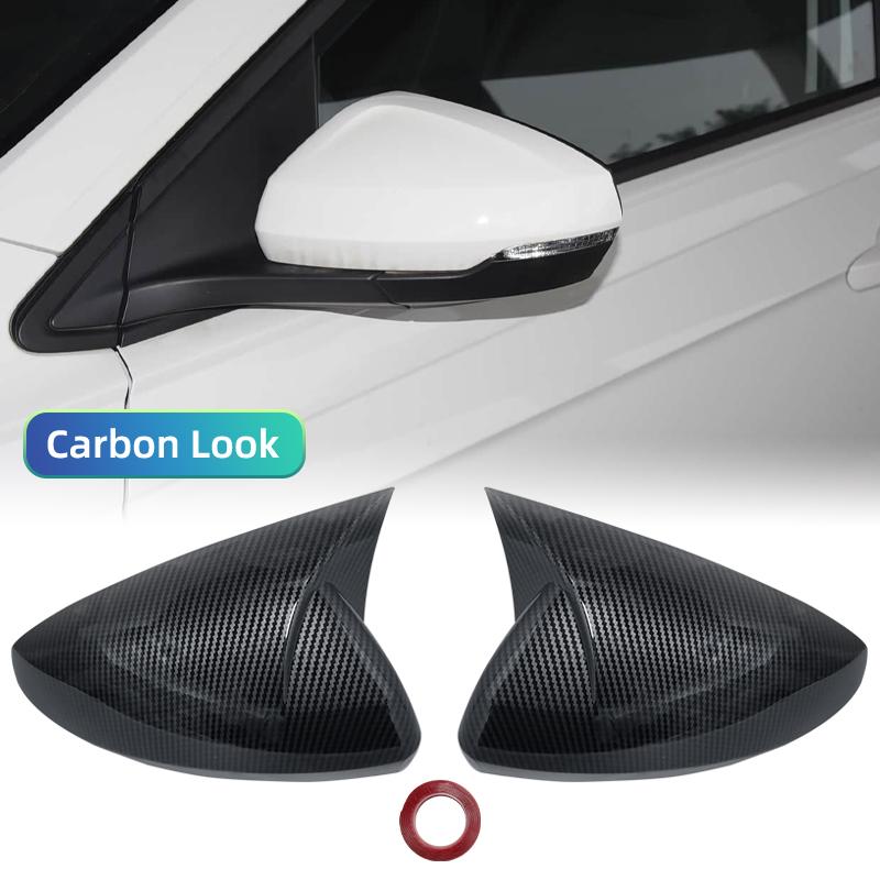 2pcs Rearview Mirror Caps Cover Glossy Black Sticking For Volkswagen VW POLO 2018 2019 2020 2025 2025 2025