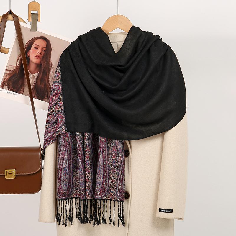 

Роскошные осенние пашминовые шарфы Женские мусульманские зимние хиджабы Элегантное женское пончо Теплая шаль Платок Осенняя дорожная накидка 70x190cm