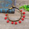 Bohemian ethnic style short necklace women's collarbone chain red and blue turquoise fringed anklet retro vacation set