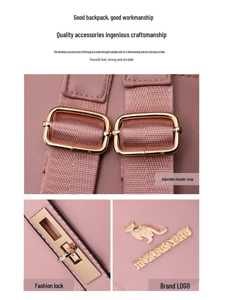 Women's Multifunctional PU Travel Backpack - Large Capacity, Solid Color, Outdoor Storage