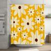 Modern Floral Shower Curtain Set Yellow White Water Repellent Fabric for Home Bath Decorations