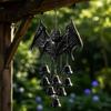 Dark Aesthetic Balcony Decorations Gothic Bat Metal Wind Chime, Halloween Hanging Ornament with Multiple Bells, 3D Three Dimensional Relief