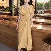 ZANZEA Women Casual V-Neck Summer Short Sleeve Long Dress