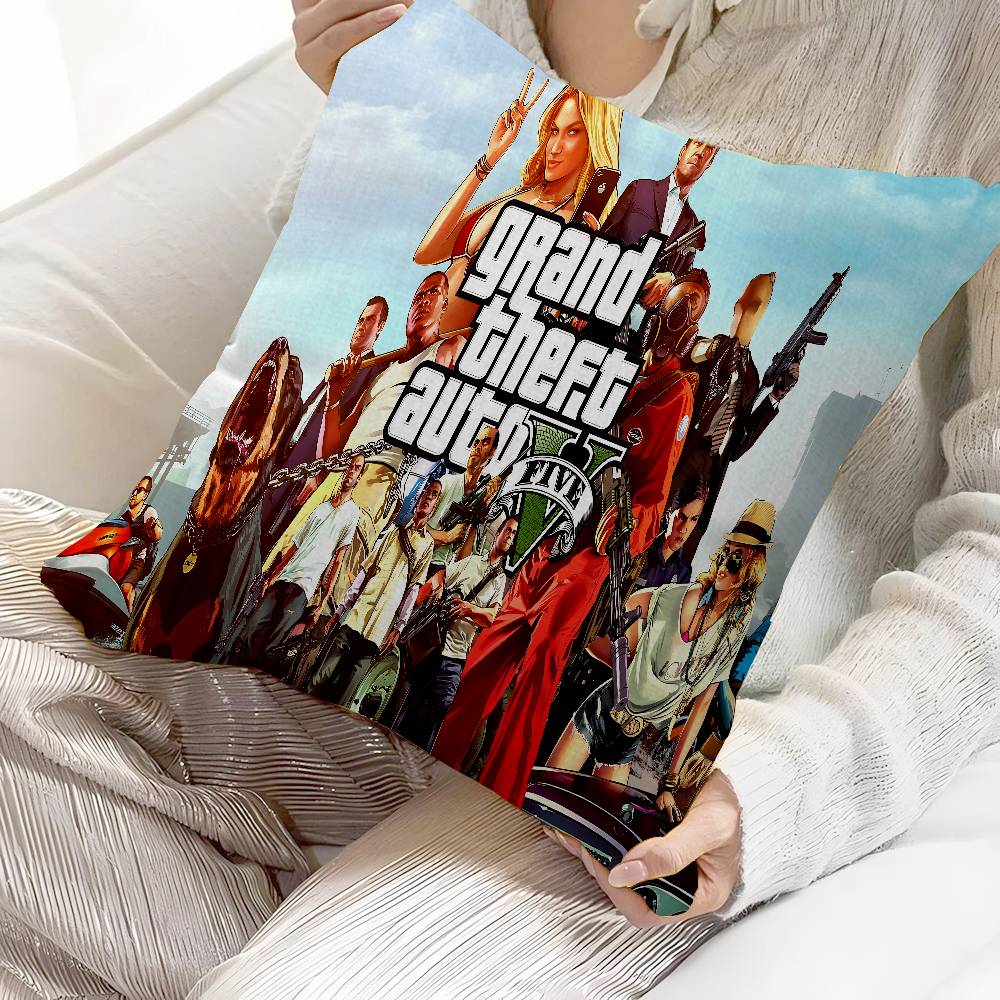 Gta5 Image personnalisée texte coussins décoratifs pour la maison Cadeaux ménagers 45x45cm