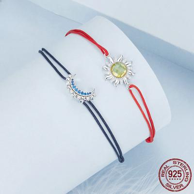Original Sun and Moon Couple Bracelet, Romantic and Warm S925 Sterling Silver Sun and Moon Bracelet Jewelry Bracelet