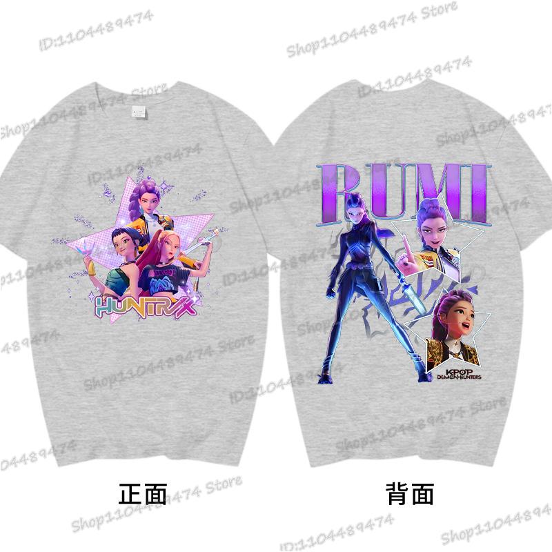 Anime KPop Demon Hunters Cotton Tshirts Graphic Hip Hop Vintage T Shirt Men Women Harajuku Rumi Zoey Miba KPop Movie Tshirt
