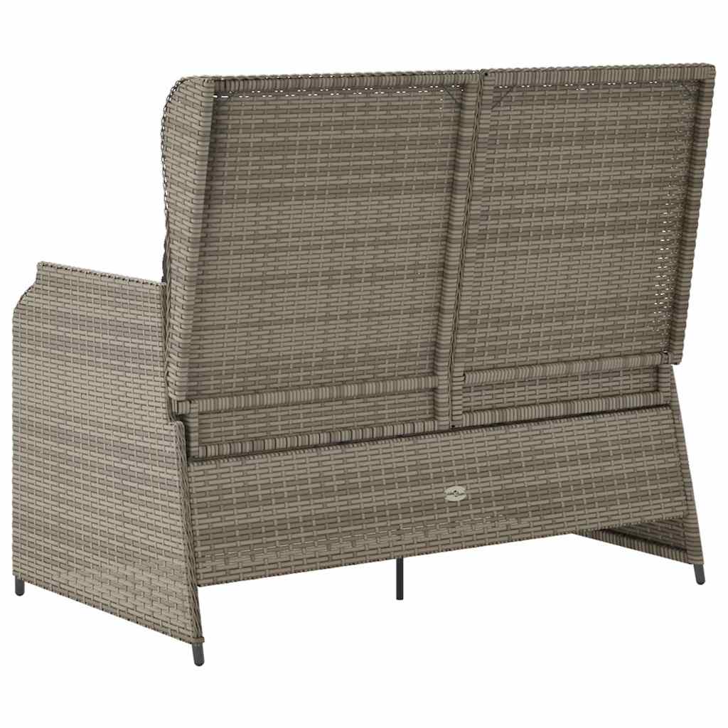 Vidaxl Foldable Garden Bench With Cushions, Grey, Poly Rattan