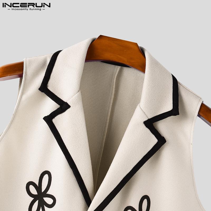 INCERUN Men Lapel Neck Sleeveless Stitching Button Casual Vest Waistcoat