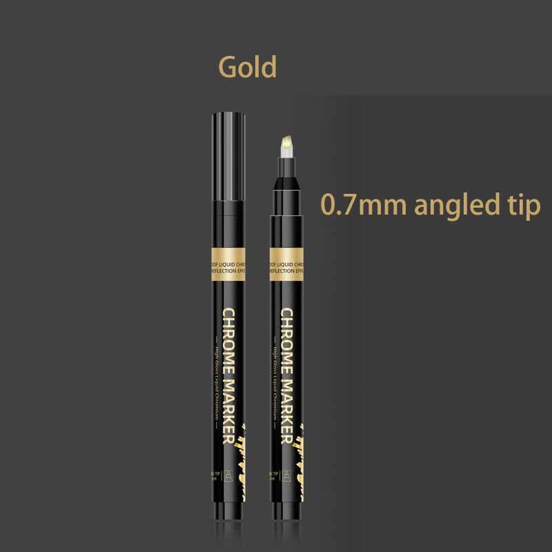 

Chrome Effect Metallic Marker Pen Mirror Finish Paint Pen High Gloss Highlighting Paint Pen Electroplating Look for Crafts Art Design DIY Models 0.7mm angled tip золотий