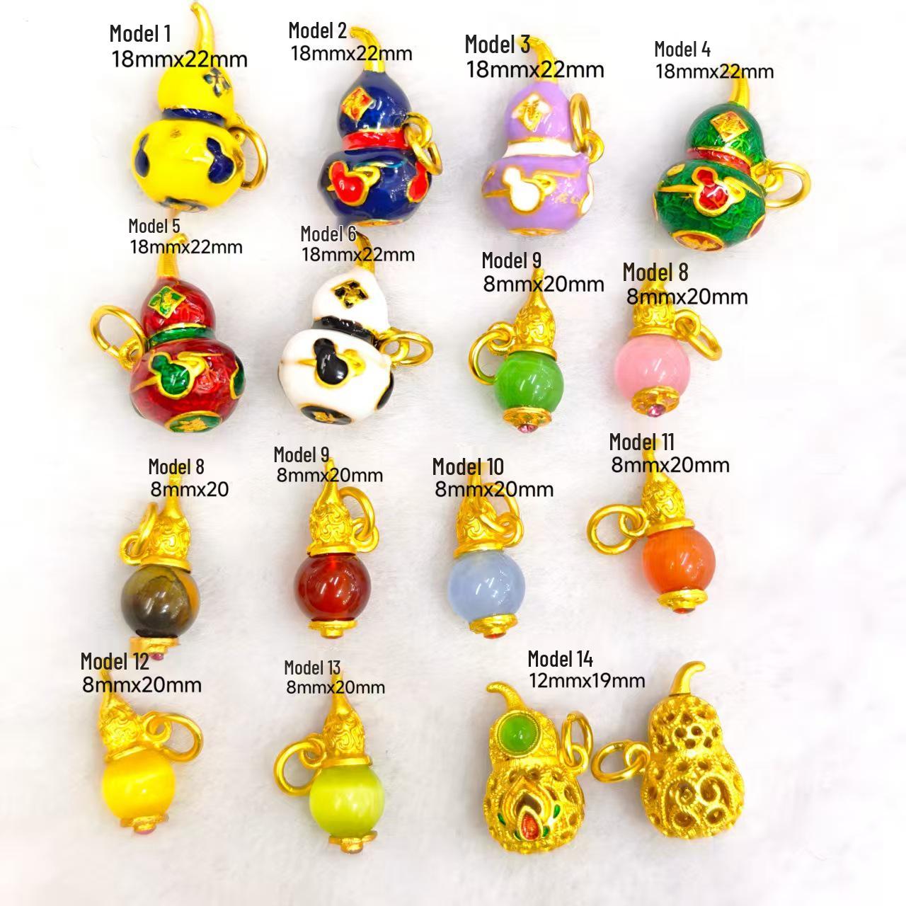Gold-Firing Blue Enamel Drip Gourd Pendant for DIY Bracelet/Necklace – Fortune & Prosperity Charm Model 8
