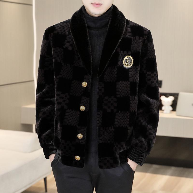 2025 Men's High-End Golden Sable Velvet Fur Coat - Trendy, Thick, Cold-Proof Overcoat for Autumn/Winter