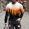 Retro Graffiti 3D-Druck Sommer Herren Rundhals-T-Shirt Lässiges Langarm-T-Shirt Übergroßer Pullover Modetrend Herrenbekleidung