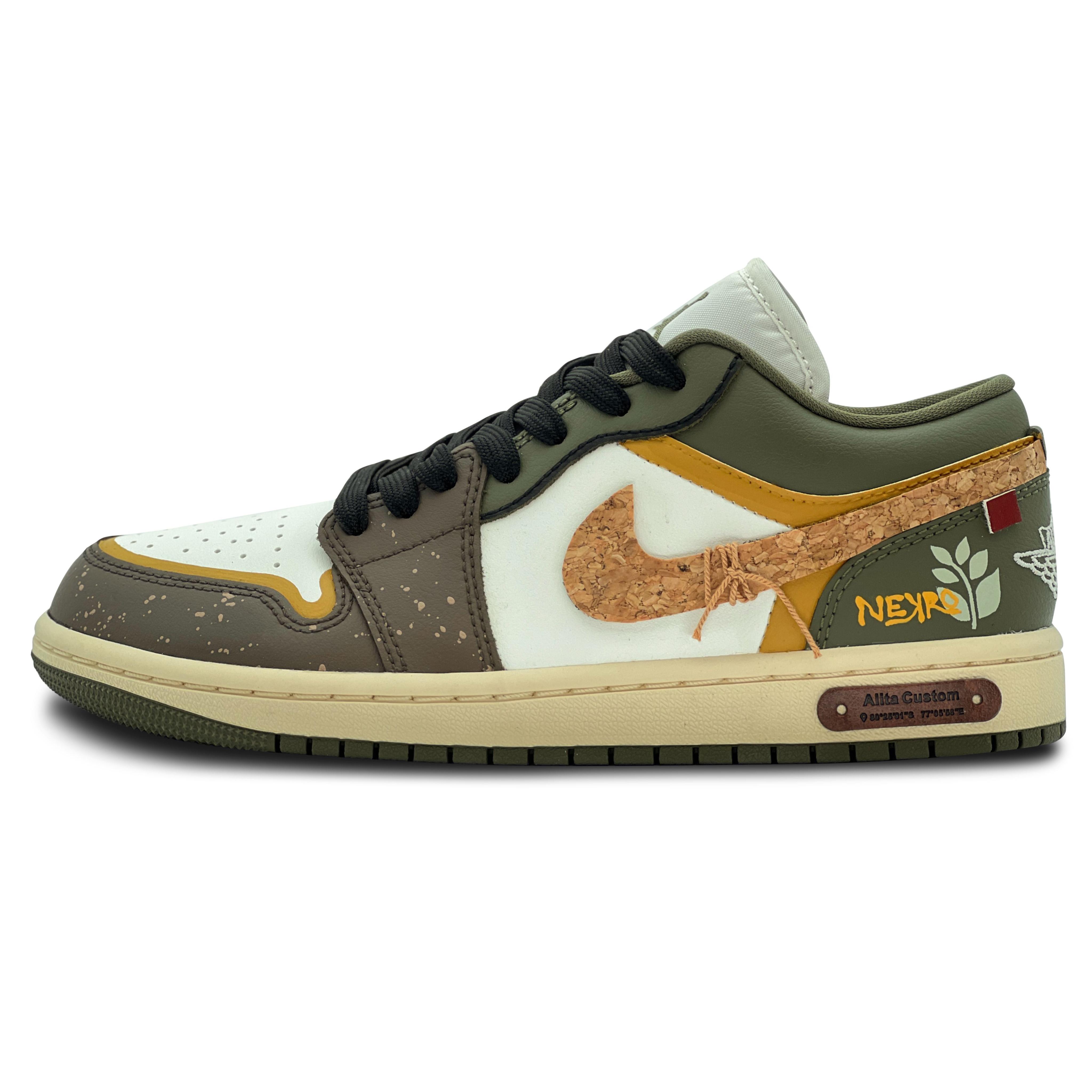 

Jordan Air Jordan 1 Rotten Wood Pilgrimage 2.0 Abrasion Resistant Low top Vintage Basketball Shoes Unisex Brown Green DC0774-122(Team293-2.0) 35.5