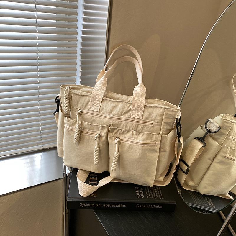 Унисекс Японская Рабочая Сумка на Плечо - Нейлоновая Сумка-Тоут для Студентов грязно-белый