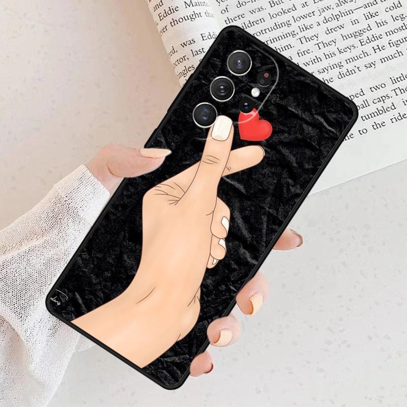 Kpop Finger Heart Phone Case For Samsung Galaxy S25 S23 S30 S8 S21 S20 FE S24 S22 Note 10 20 Plus lite Ultra