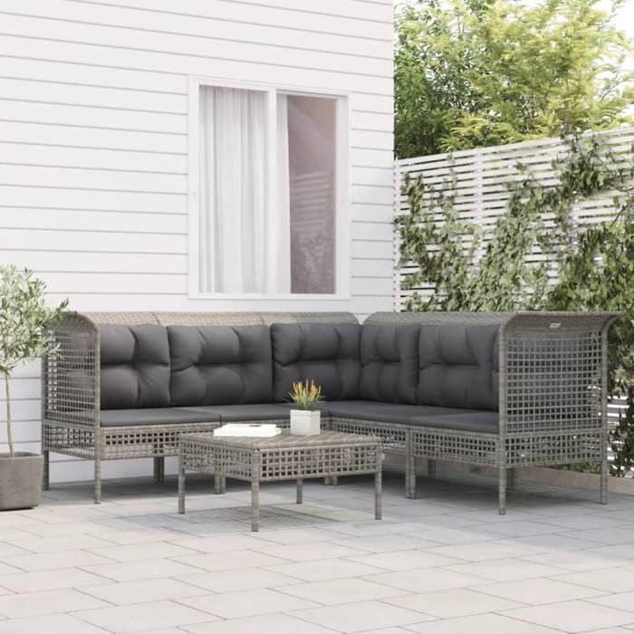 VidaXL Garden Lounge Set with Cushions 6 Pcs, Patio Furniture Set, Outdoor Furniture, Patio Sofa, Modern, 3187514