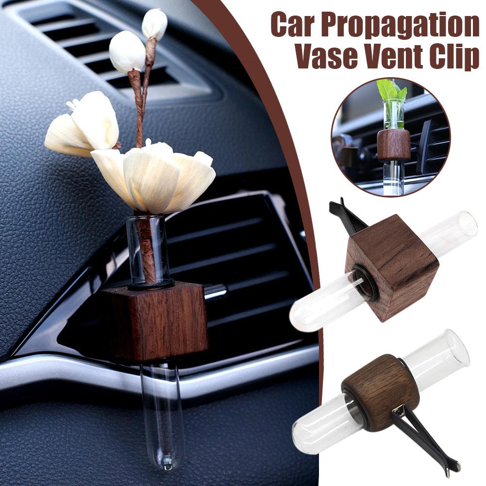 Creative Mini Car Flower Vase Clip Adjustable Car Vent Walnut Vent Glass And Dashboard Vase Decor Flower Car S3U9