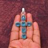 Blue Topaz Gemstone Cross Shape Pendant : 925 Sterling Silver Handmade Jewelry Pendant