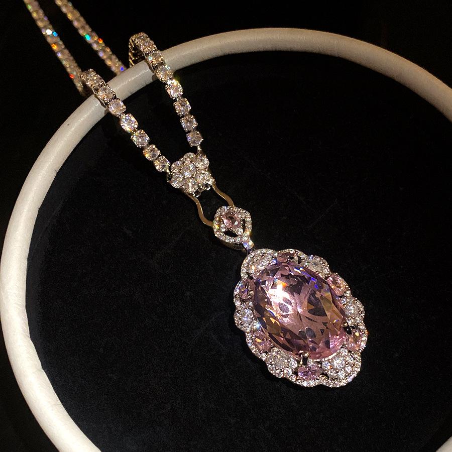 Oval Crystal Pendant Retro Stylish Clavicle Chain Exquisite Jewelry