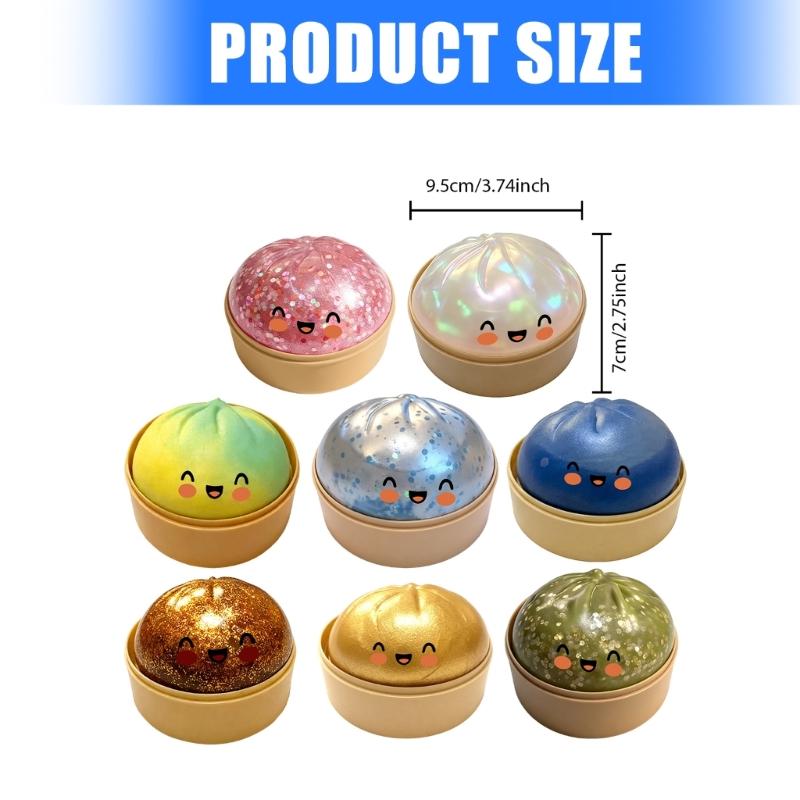 5Pcs Dumpling Press Toy, Giants Glitters Dumpling Fidgets Sensory Toy For Safe And Funny Kitchen Activity With Kids