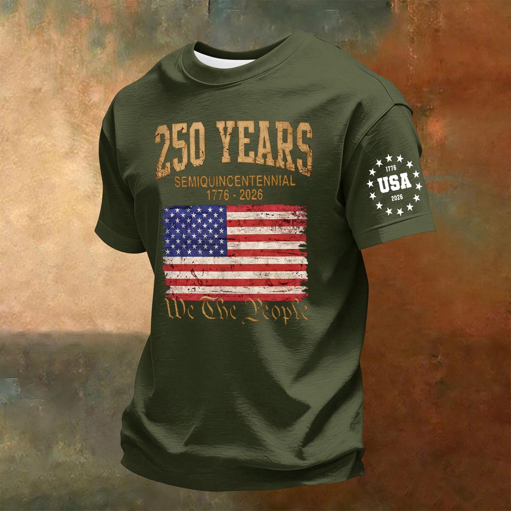 Men's Short Sleeve Crew Neck T-Shirt 250th Anniversary Independence Day Print Casual Comfortable Fit Summer Wear