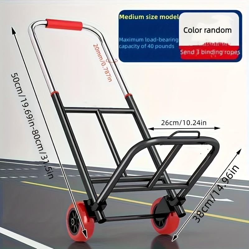 Adjustable Height Foldable Hand Truck with Wheels -Heavy Duty Steel Frame, Portable Utility Cart for Home, Shopping, Luggage Use