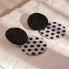 Retro acrylic black and white polka dots round silver needle stud earrings fashionable simple geometric temperament high sense earrings women