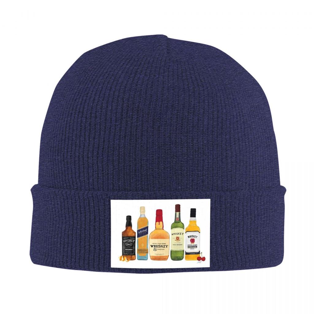 Whiskey Bottles Illustration Warm Knitted Cap Winter Knit Bonnet Hat Skullies Beanies Hip Hop Caps for Unisex