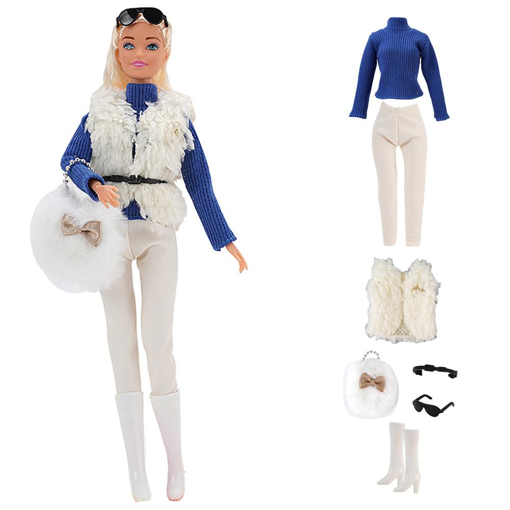 11,5 Zoll Puppe Pelzmantel Winteranzug 1/6 Puppenkleidung 30 CM Puppen Zubehör Möbel Modepuppe Kleid 1/6 Puppenhaus Spielzeug JJ