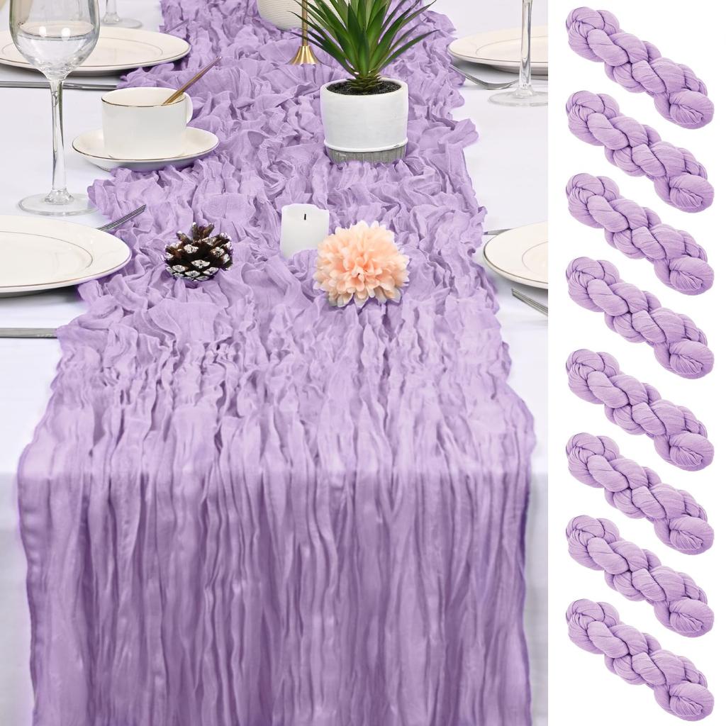 8Pcs Cheesecloth Table Runner, Boho Gauze Cheese Cloth Table Runners for Wedding Party Baby Bridal Shower Banquet Home Decor