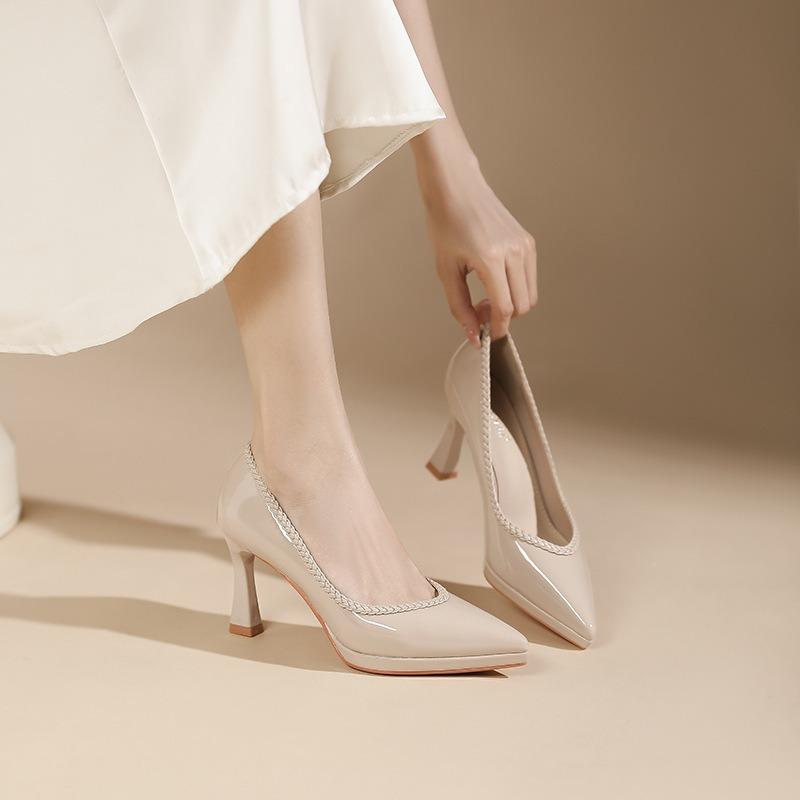 -1 Sexy Pointed Thin Heels High Heels Are Not Tired of Feet Waterproof Table Single Shoes Solid Color Women's Shoes Design Sense Niche