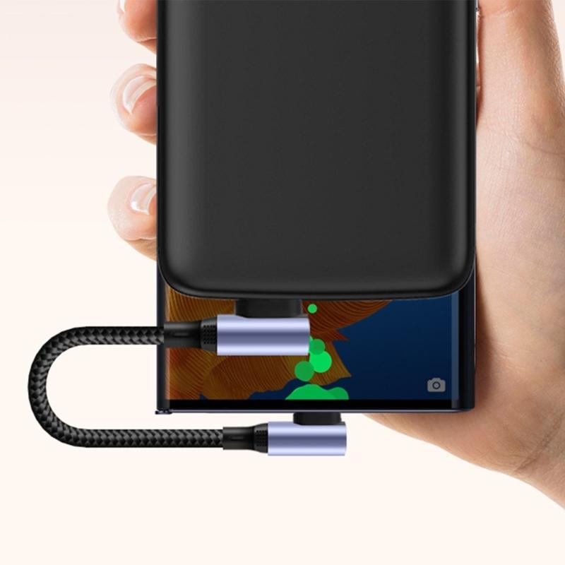 Nylon geflochtenes kurzes USB C Ladekabel 90 Grad gewinkeltes Design Kompakte 15/30cm Länge Ladekabel für USB C Geräte
