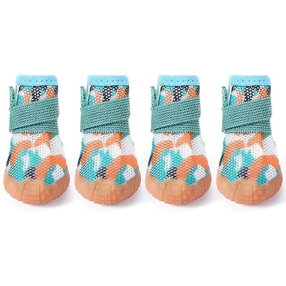 

Сетчатая обувь для собак, дышащая обувь для маленьких собак, ботиночки для щенков с нескользящей подошвой для горячего тротуара, прочная защита лап домашних животных size 1 камуфляж зеленый