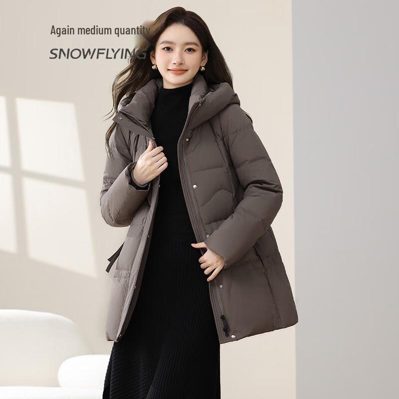 XueZhongFei Women's Winter Mid-Length Hooded Down Jacket