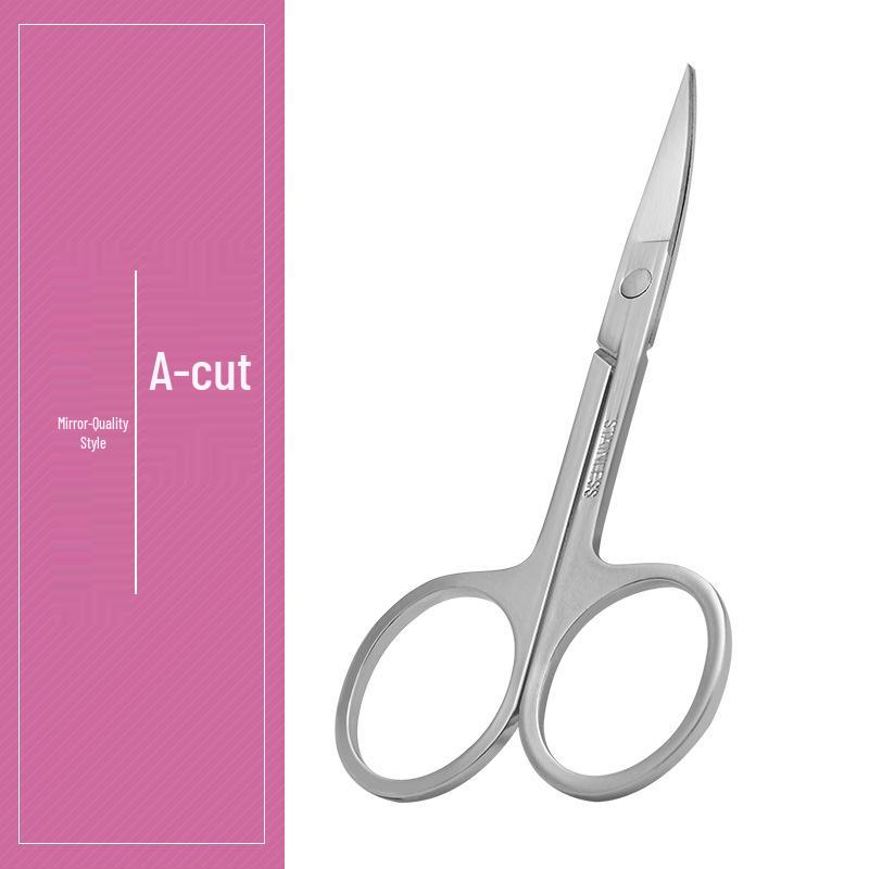 Stainless Steel Eyebrow, Nose, and Beauty Scissors with Round, Curved, and Pointed Heads