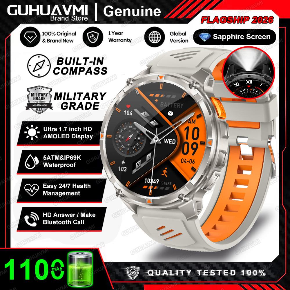 2026 New 1100mAh Battery Smart Watch GPS Path 5ATM Waterproof Sports Run Tracker Outdoors Compass Military Smartwatch