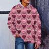 Men's Fashion Casual Long Sleeves Valentine's Day Gentle Printed Crewneck Wool Knitted Flower Imitation Sweater Crewneck Hoodie Loose Long Sleeves