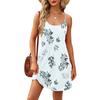 Fashion Women Summer Dress Vintage Floral Print Adjustable Spaghetti Straps Beach Vacation Casual Dress With Pockets