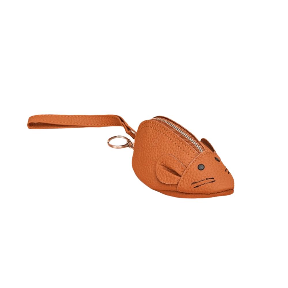 PU Leather Mouse Shape Coin Purse Creative Animal Change Purse Keychain Wristlet Pouch Travel