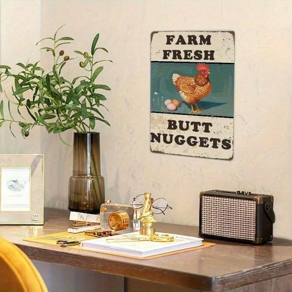 Vintage Farmhouse Chicken Coop Metal Wall Sign Rustic Tin Plaque Country Kitchen Decor