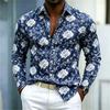 2026 new men's shirt European and American style red rose floral shirt men's slim fit long sleeved vacation casual style