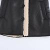 Womens Stylish Faux Leather Double-Sided Jacket Loose Fit Mid-Length Coat Black Winter 2025