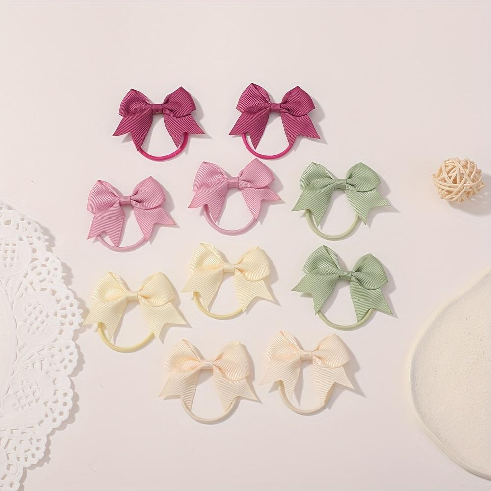 10Pcs Bows Elastic Hair Rubber Band Hair Ties Ribbon Pigtail Grosgrain Hair Accessories Girl Baby Gift Bands for Children