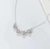 Four-Leaf Clover Multi-Wear Folding Clavicle Necklace with Full Diamond Love Design