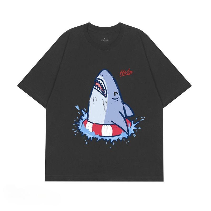 

Drowning Shark Printed Men s T-Shirt Summer Vintage Kawaii Men s Women s Surfing Beach T-Shirt Unisex Breathable Casual Top 4XL