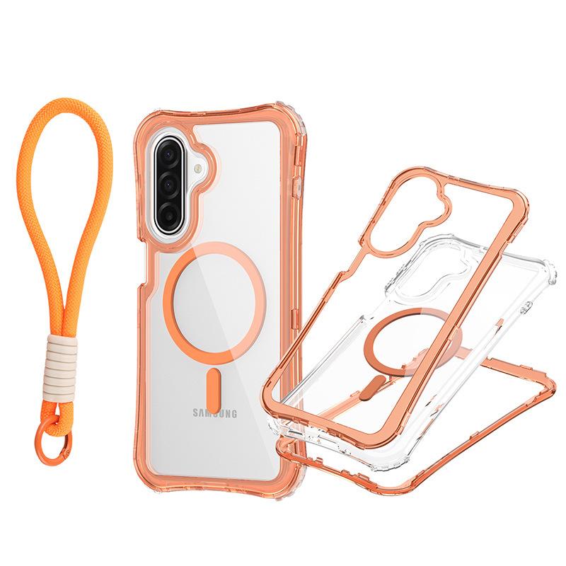 For Samsung A17 Magnetic Transparent 3-in-1 Phone Case with Hand Rope